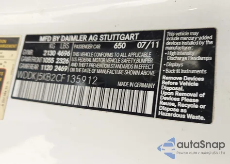 2012 Mercedes-Benz E 350 z USA, uszkodzony, nr VIN WDDKJ5KB2CF135912